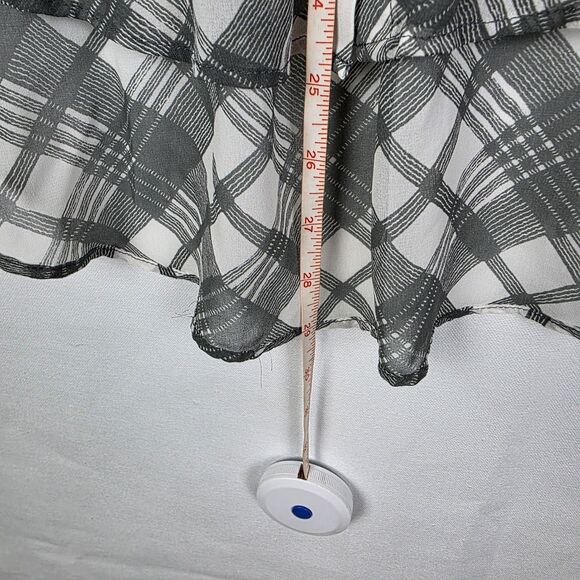 Free People Shirt Grey White Plaid Button Up Blouse Sheer Top Womens Size Medium - Picture 7 of 7